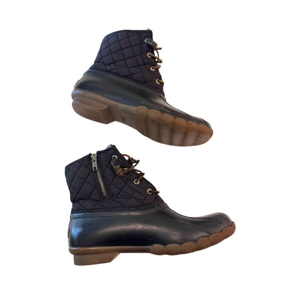 Sperry Saltwater Quilted Duck Boots Women's Size 9M Waterproof Rubber Black/Gray - Picture 5 of 10